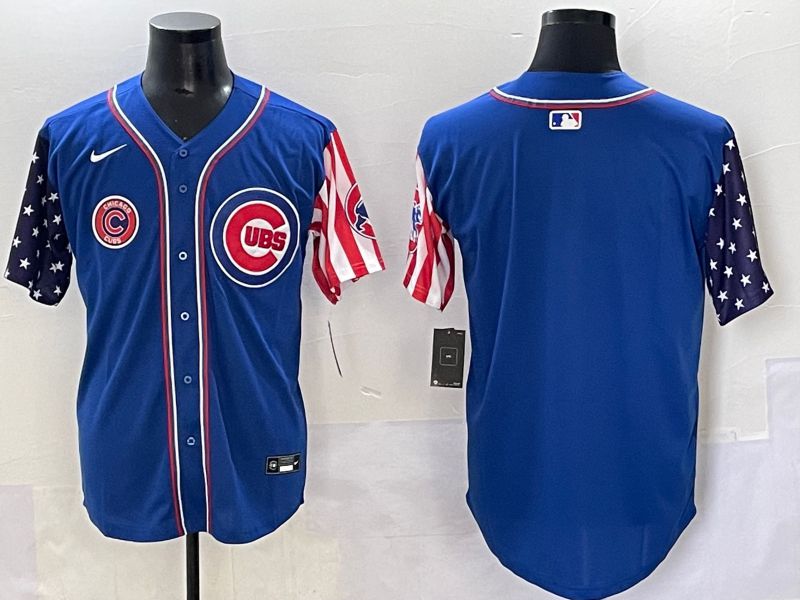 Men 2025 Chicago Cubs Blank Blue a generation of national flags Joint Name Nike MLB Jersey style 3